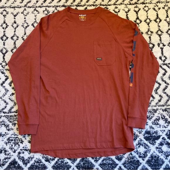 Ariat Other - Ariat Men's Rebar Cotton Graphic Long Sleeve Work T Shirt Burnt Henna Sz L EUC